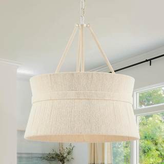 20” Hand Woven Rattan Chandelier Coastal Boho Pendant Light for Kitchen Island Dining…
