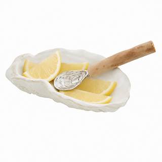 Mud Pie Oyster Bowl For Dips, Includes Oyster Dipping Spoon