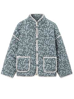 Muchpow Women's Cropped Quilted Puffer Jacket Floral Print Lightweight Long Sleeve Winter…