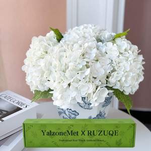 YalzoneMet RUZUQE 3 Pcs 21 inches White Artificial Hydrangea Flower Natural Lifelike Real…