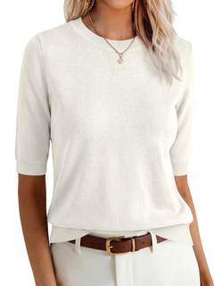 ANRABESS Women Short Sleeve Crewneck Lightweight Summer Sweaters | Wool Blend Soft knit…