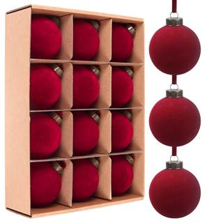 Velvet Christmas Balls Bulk Shatterproof Plastic Christmas Tree Decorations for…