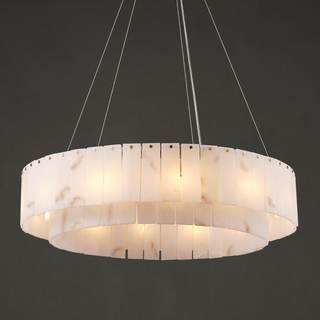 Alabaster Round Chandelier, D31in Modern Dining Room Chandeliers, Marble Pendant Lights…