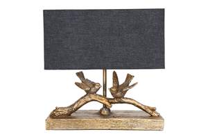Creative Co-Op Rustic Resin Bird Table Lamp with Black Rectangle Shade, Gold Finish
