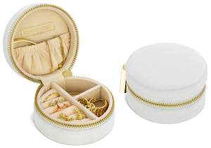 Benevolence LA Velvet Travel Jewelry Box for Women – Compact Round Zipper Case for Rings…