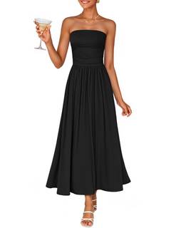 ZESICA Womens Strapless Formal Wedding Guest Midi Sundress | Off the shoulder…