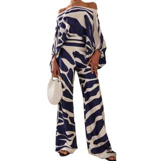 REASERAL Womens Fall Loose 2 Piece Outfits Off Shoulder Printed Long Sleeve Casual Going…