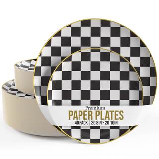 Trendables Heavy Duty Paper Plates Bulk 40 Pcs Disposable Party Plates - 20 X 8 Inch…