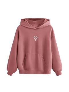 Floerns Girls Heart Graphic Print Oversized Hoodies Long Sleeve Hooded Sweatshirts For…