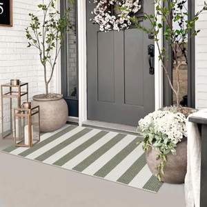 Boho Striped Front Door Mat Outside Entrance 2x4.3 Outdoor Porch Rug | Farmhouse Cotton…