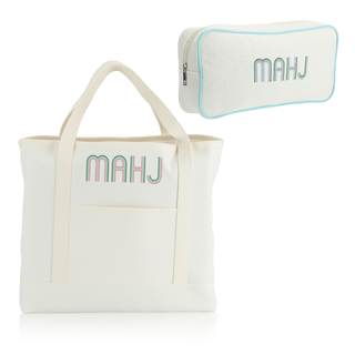 2 Pcs Embroidered Mahjong Canvas Tote (large & Extra Large) Empty Tiles Tote Embroidered…