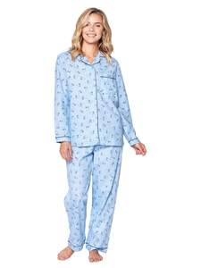 Casual Nights Women's Flannel Long Sleeve PJ's Button Down Sleepwear Pajama Set