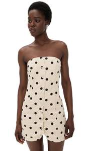 endless rose Women's Polka Dot Linen Strapless Dress