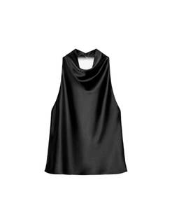 Women's Satin Tank Top Backless Halter Neck Camisole Elegant Draped Front Loose Fit Sexy…