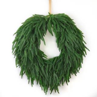 24" Norfolk Pine Christmas Wreath for Front Door – Large Artificial Greenery Wreath for…