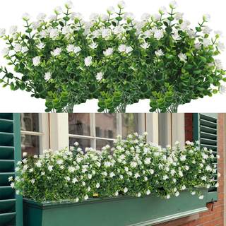 8 Bundles Artificial Flowers, Fake Artificial Greenery UV Resistant No Fade Faux Plastic…