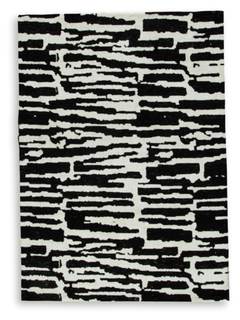 Signature Design by Ashley Bramshaw Area Rug, 5x7, Black and White | Soft 9 mm pile for…