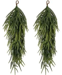 2 Pcs 30" Extra Length Artificial Christmas Teardrop Swag, Faux Pine Needles Teardrop…