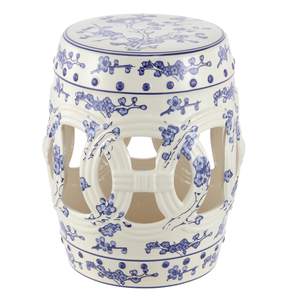 JONATHAN Y Lucky Coins 16.5" Ceramic Garden Stool Side Table, Blue/White | Contemporary…