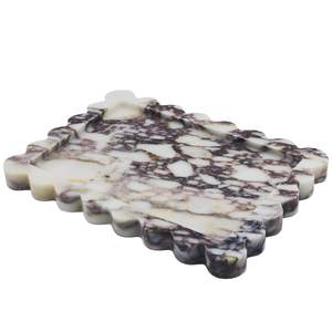 YMXYJM Genuine Calacatta Viola Scalloped Marble Tray, Real Natural Marble Stone Tray…