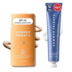 Summer Fridays Mini Jet Lag Mask & ShadeDrops SPF 50 Face Sunscreen (2 Ct) | Skin Care…