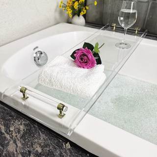 42" Gold Handle transaprent Bathtub Caddy for Luxury Bathroom 42" Tray With Gold Handles