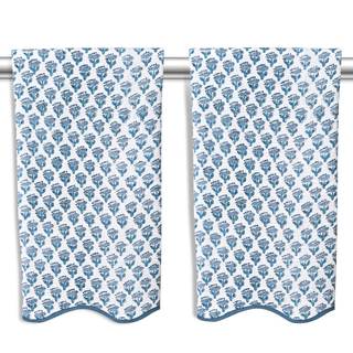 CPC COTTON PRINT CLUB Apatite Blue Block Printed Cotton Waffle Bath Towel 27x54,Set of 2…