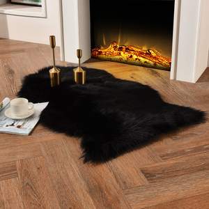 duduta Black Faux Fur Rug 2x3 ft, Small Fluffy Bedside Rug Seat Covers | Shag Bedside…