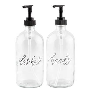 Cornucopia Brands 16oz Hands Dishes Pump Bottles (Clear, Set of 2); Pump Dispensers for…
