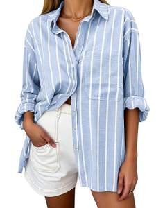 Oversized Button Down Shirts for Women Linen Shirt Long Sleeve Collared Blouses with…