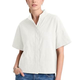 Ainangua Women Casual Button Down Shirts Oversized Short Sleeve Stand Collar Tops Trendy…