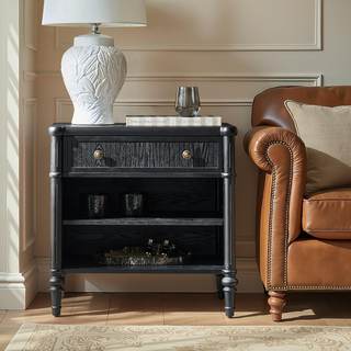 HULALA HOME Traditional End Table with One Drawer and 2 Open Storage, Fluted End Tables…