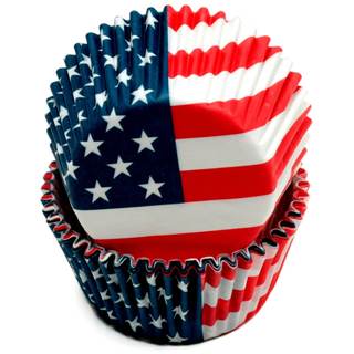 Chef Craft Paper Patterned Cupcake Liners, 50 count, Red/White/Blue Flag
