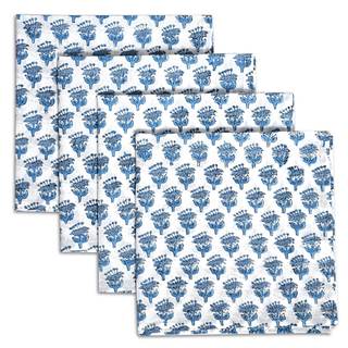 CPC Apatite Blue Indian Block Print Cotton Cloth Napkins Set of 4, 18x18 Reusable…