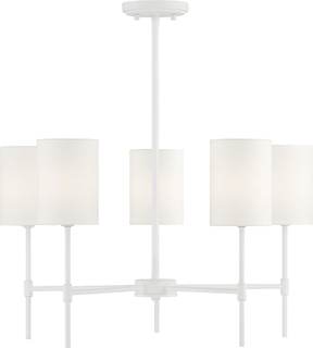 Meridian M10067BQW Vintage Country/Rustic White Fabric Chandelier, 5-Light 300 Total…