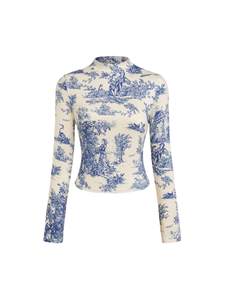 CIDER Women's Floral Knitted Long Sleeve Mock Neck Going Out Tops | Slim Fit, Fall…