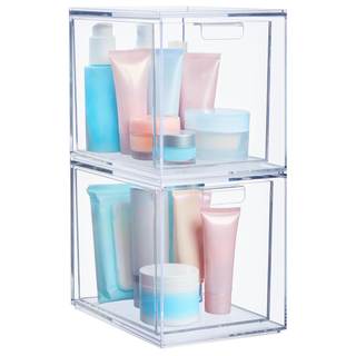 STORi Audrey Stackable Bin Clear Plastic Organizer Drawers | 2 Piece Set | Organize…