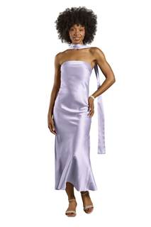 David's Bridal The Edit by DB Studio Strapless Charmeuse Sheath Dress with Scarf 24 Iris