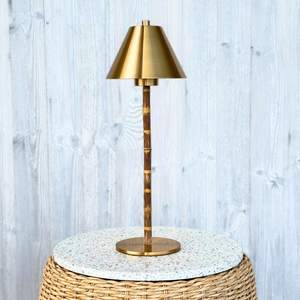 Bamboo Cordless LED Table Lamp – Rechargeable 24-Hour Battery, Dimmable Warm Light…