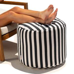 Jaxx Spring Indoor/Outdoor Bean Bag Pouf Ottoman, Black & White Stripes