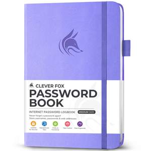 Clever Fox Password Book with Alphabetical Tabs, 5.3"x7.7" Keeper Lavender | Hardcover…
