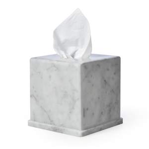 Natural Marble Tissue Box Cover, Carrara White Tissue Organizer 6 x 6 x 5.7 inch, Heavy…