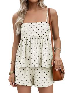 FOMELY Women's Polka Dot 2 Piece Summer Casual Short Set with Pockets | babydoll…