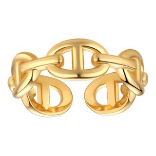 LEMON GRASS Gold Chain Link Ring | Chunky Curb-Link Open Ring | Stackable Thick Chain…