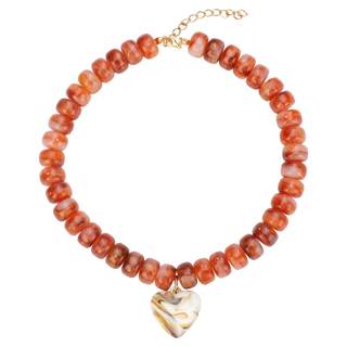 Chunky Colorful Beaded Statement Boho Summer Beach Chokers Necklace Heart Pendant Pink…