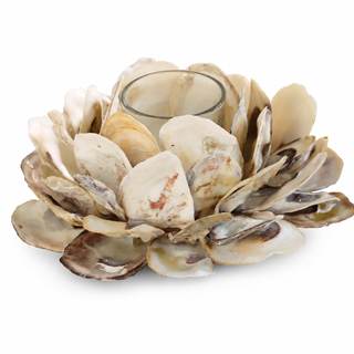 Mud Pie 498B002 Oyster Shell Votive Holder 3 1/4" x 7" | Shell Decor and Coastal Table…