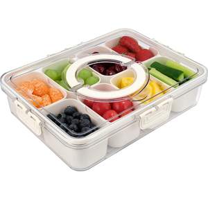 TAROSE Snackle Box Container, 8 Compartments Divided Serving Tray with Lid and Handle…