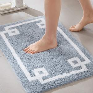Madison Park Evan 100% Cotton Bath Rug Plush Absorbent, 20" x 30", Blue | Non-slip…