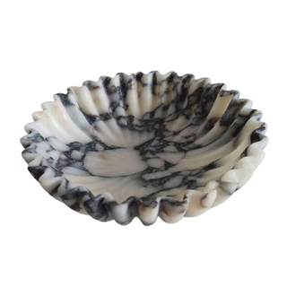 10-inch Decorative Bowl - Handmade Natural Marble, Scalloped & Ruffled Edge, Fruit Bowl…