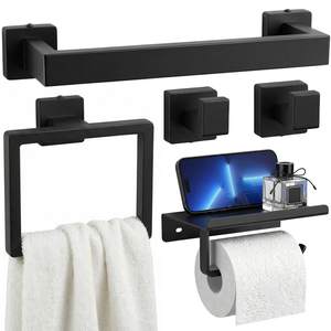 Tudoccy 5-Pieces Matte Black Bathroom Accessories Set, Bathroom Hardware Set SUS304…
